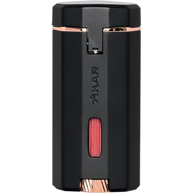 XIKAR MERIDIAN TRIPLE SOFT FLAME CIGAR LIGHTERS BLACK & ROSE GOLD