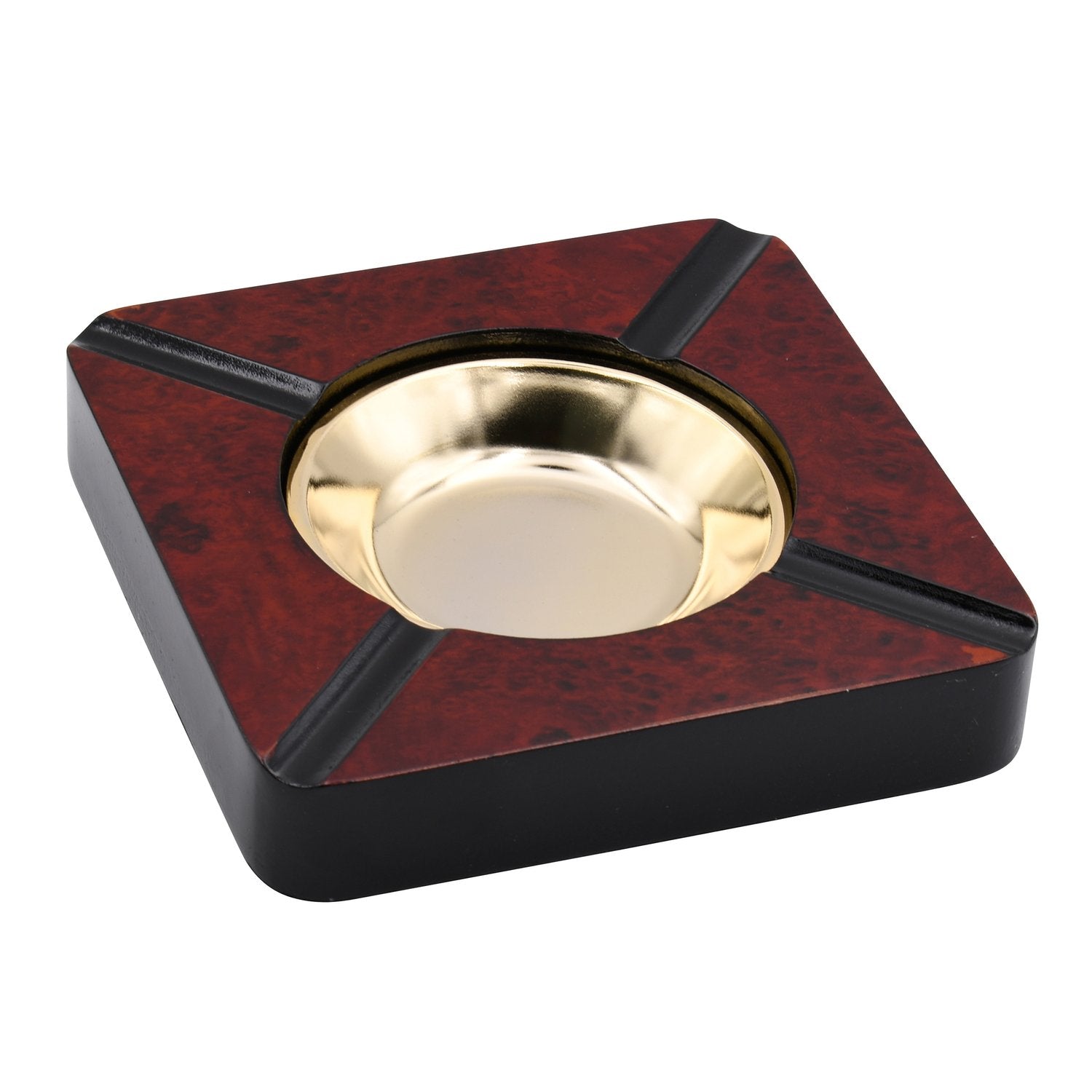 FOUR CIGAR SQUARE WOODEN ASHTRAY